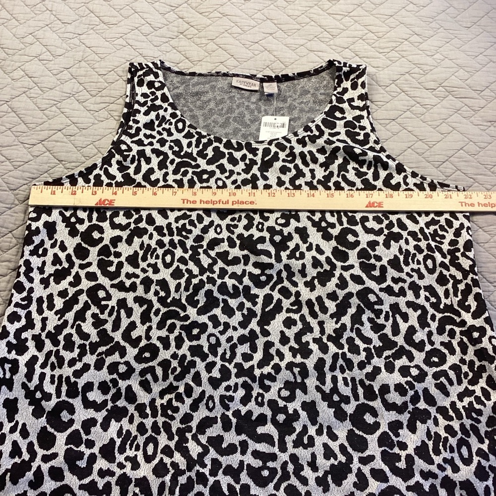 Chico's Black and Gray with Sparkle Leopard Print Tank Top Chico's Sz 3 (XL) - Picture 5 of 9